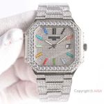 Full Iced Patek Philippe Cubitus 45mm Diamond Dial Rainbow Sticks Luxury Watch